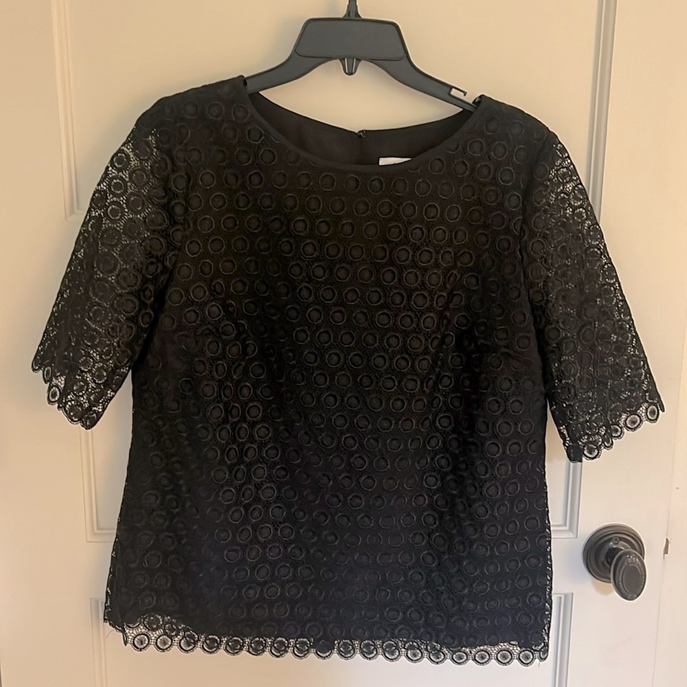 Black lace short sleeve top by Reiss size 8